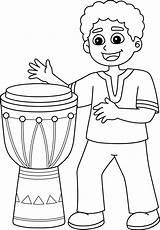 Coloring Djembe Template Sketch Page sketch template
