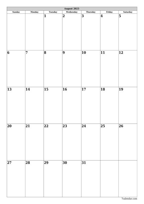 Calendar 2022 Printable Monthly August