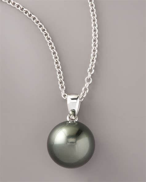 Lyst - Mikimoto Black Pearl Pendant Necklace, Black in Black