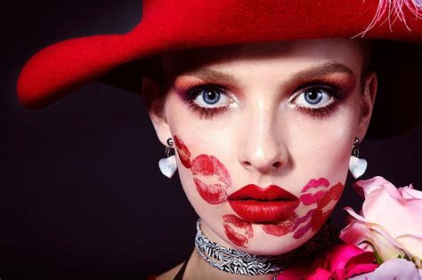 1920x1080px, 1080P free download | Kisses, red, model, black, woman, lips, hat, girl, funny ...
