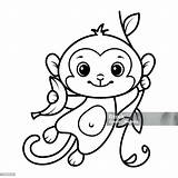 Monkey With Banana Coloring Page Cartoon Vector Illustration Stock  sketch template