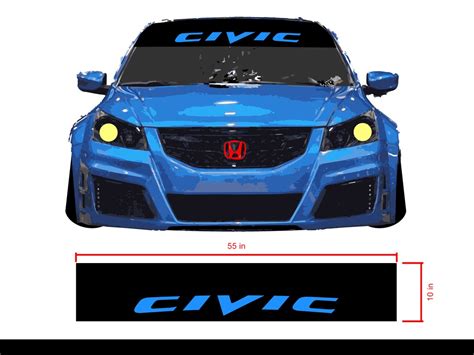 Honda Civic Windshield Banner Decal Visor 2 Layer Cut for Honda Civic ...