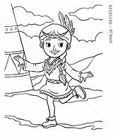 Native American Indian Girl Dancing Coloring Pageのイラスト素材 98156519  PIXTA sketch template