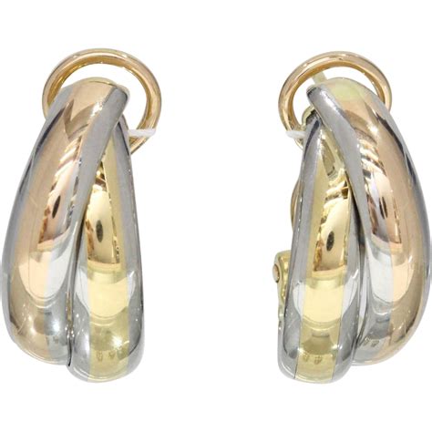 Vintage Cartier Trinity Tricolor J Hoop 18K Gold Earrings | 18k gold earrings, Vintage cartier ...
