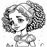 Curly Haired Princess Coloring Page · Creative Fabrica sketch template