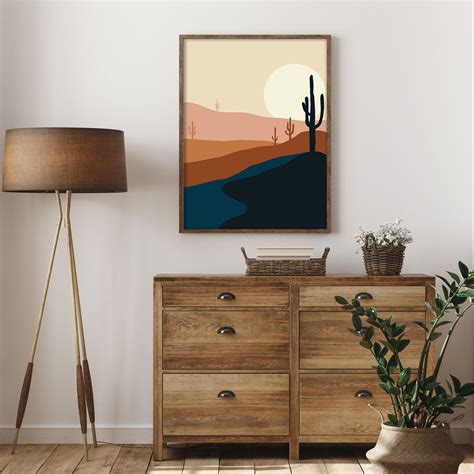 Mid Century Modern Desert Print, Southwestern Wall Decor, Abstract Landscape Wall Art,… in 2020 ...