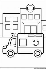 Krankenwagen Vor Einem Krankenhaus  Ausmalbilder Kostenlos sketch template