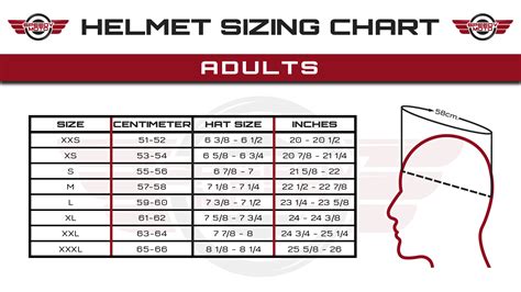 Youth Helmet Size Chart