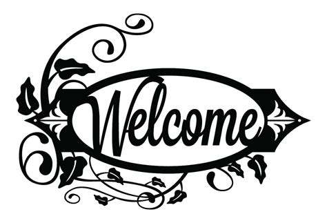 Welcome Metal Sign with Vines Black 19.8x13.15 Metal Wall