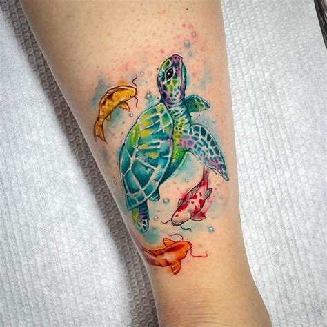 Watercolor Sea Tattoo Colorful Ink Sea Turtle Watercolor Tattoo, Sea Turtle Tattoo, Turtle ...