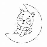 Coloring Page Cute Little Raccoon Sleeping On Moon Book For  sketch template