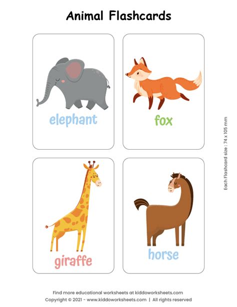 Free Printable Animal Flashcards Worksheet - kiddoworksheets