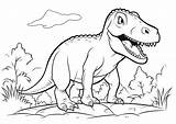 Simple Tyrannosaurus Rex  Dinosaurs Kids Coloring Pages sketch template