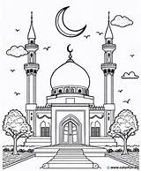 Printable mosque coloring Page Download Or Print For free sketch template