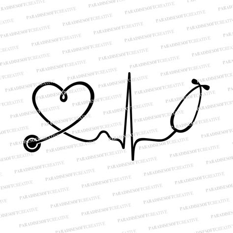 Doctor SVG Nurse Vector Stethoscope Heartbeat Essential SVG Heart Shaped Stethoscope Svg EKG Cut ...