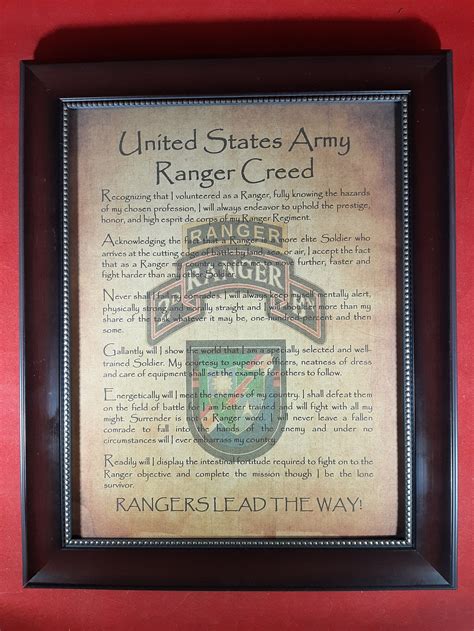 BETTER Army Ranger Creed Choice of Battalions / Units Aged | Etsy