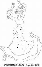Coloring Page Flamenco Dancer Stock Illustration 462477493  Shutterstock sketch template