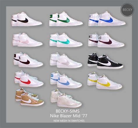 the nike sneakers are all different colors and sizes