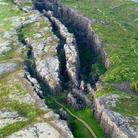 Rifting at Thingvellir in Iceland, where the North American and Eurasian plates are moving apart ...