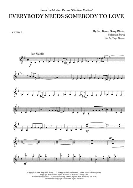 Everybody Needs Somebody To Love (arr. Diego Marani) Sheet Music | The Blues Brothers | String ...