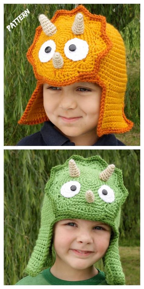 7 Kids Dinosaur Hat Free Crochet Patterns + Paid - DIY Magazine | Crochet kids hats, Crochet ...