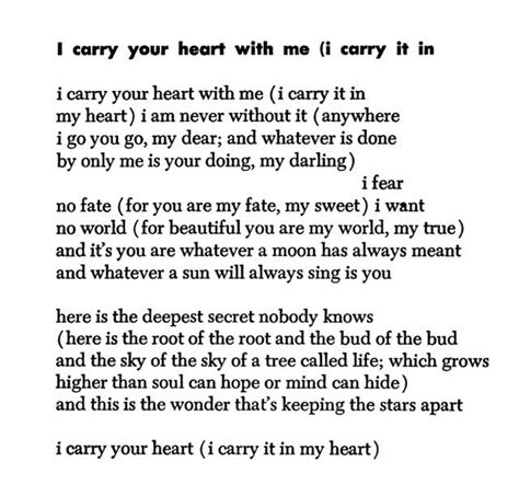 [POEM] “i carry your heart with me (i carry it in” — e.e. cummings : r/Poetry