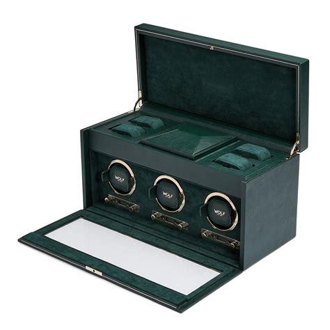 WOLF British Racing Green Triple Watch Winder 792341 | Mappin and Webb