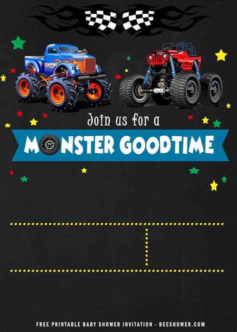 FREE Printable Monster Trucks Birthday Invitation Templates | FREE Printable Birthday Invitation ...