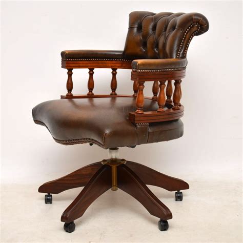 Antique Victorian Style Leather Swivel Desk Chair | Marylebone Antiques