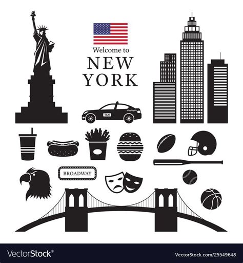 New york landmarks objects silhouette Royalty Free Vector , #Aff, #objects, #landmarks, #york, # ...