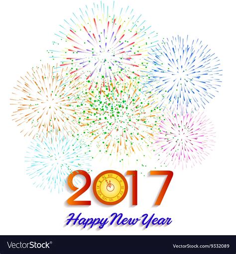 Happy new year 2017 with fireworks background Vector Image