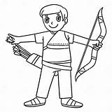 Archery Archer Taking Arrow From Quiver Isolated Stock Illustration  sketch template