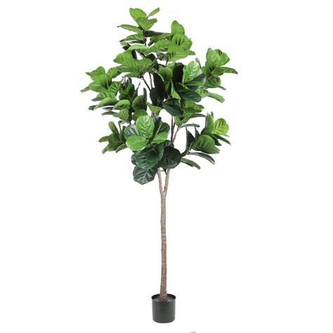 Realead Faux Fiddle Leaf Fig Tree 7ft - Tall Green Silk Fiddle Leaf Artificial Plant with 165 ...