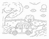 Wonderful Natural Landscape Coloring Book Page For Kids Cartoon Style  sketch template