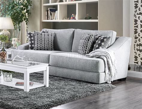 Lesath Sofa SM2251 in Light Gray Chenille Fabric w/Options