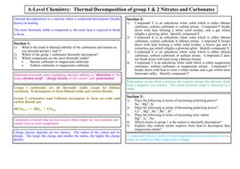 Thermal decomposition of carbonates and nitrates (group 1 and 2) | Teaching Resources