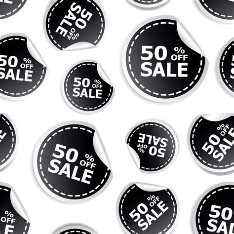 Sale 50 percent off sticker seamless pattern background icon. Business flat vector illustration ...