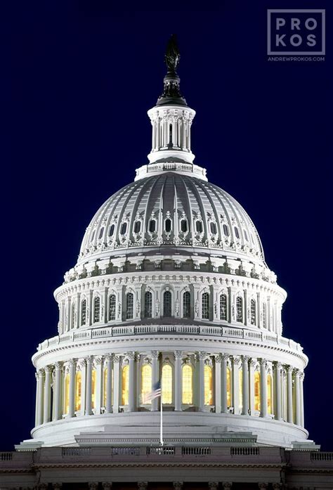 View of the U.S. Capitol Dome at Night - Fine Art Photo / Print by Andrew Prokos