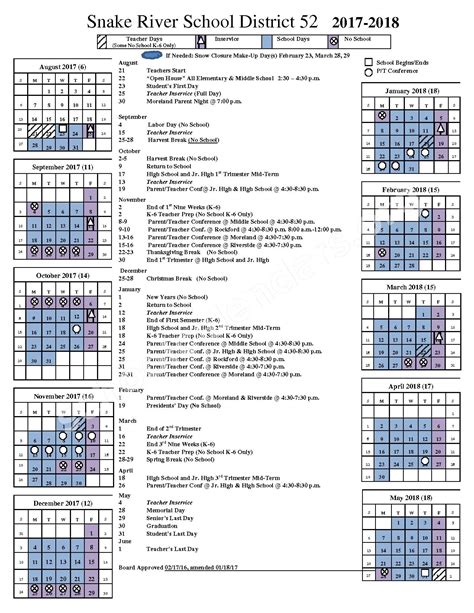 2017 - 2018 District Calendar | Moreland Elementary School – Moreland, ID