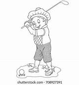 Coloring Page Cartoon Golfer Golf Player Stock Vector Royalty Free  sketch template