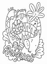 August With Cute Animals Coloring Page  Free Printable Pages sketch template