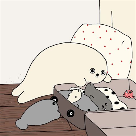Pin by Lexi on asdf | Cute kawaii animals, Seal cartoon, Cute wallpapers