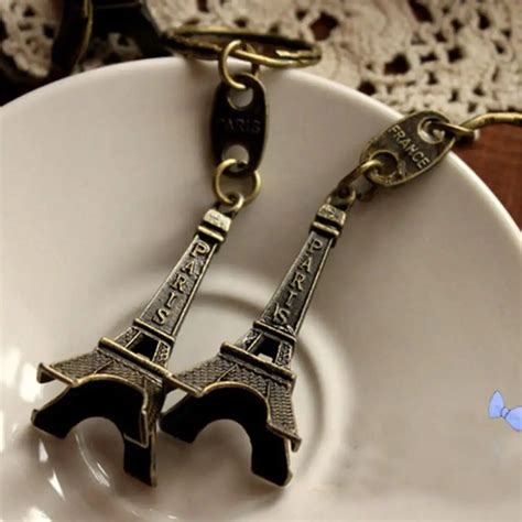 Cute Retro Mini Paris Eiffel Tower Model Keychain Keyring Keyfob Metal Ring Gift Adornment ...