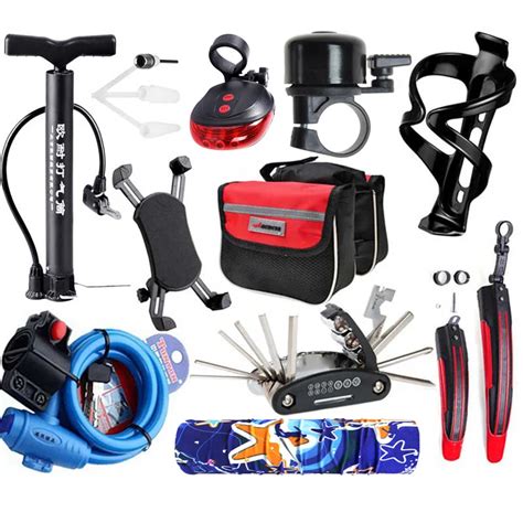 10pcs/set Cycling Bicycle Bike Accessory Set Kit Cheap Bicycle Bell Phone Holder Fender Cage Bag ...