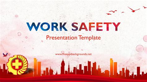 Work Safety Powerpoint Templates - Buildings & Landmarks, Red - Free PPT Backgrounds and Templates