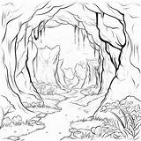 Premium AI Image  Black And White coloring Picture Of A cave sketch template
