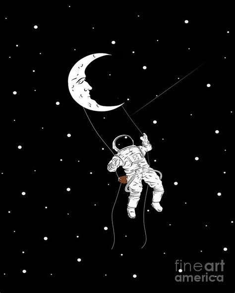 Astronaut Moon Swing, Funny Spaceman On Moon Digital Art by Amusing DesignCo - Fine Art America