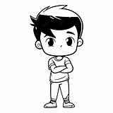 Niño De Pie Con Los brazos Cruzados Ilustración Vectorial Dibujos  sketch template