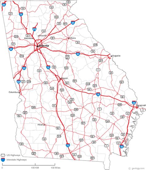 Georgia State Map With Counties And Cities – Map Vector