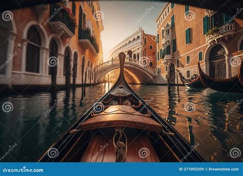 Traditional Gondola on a Romantic Ride Near the Rialto Bridge in Venice ...